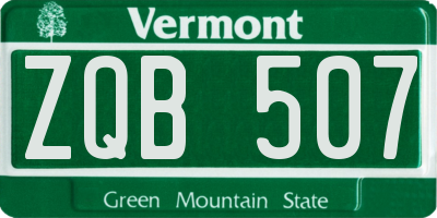 VT license plate ZQB507