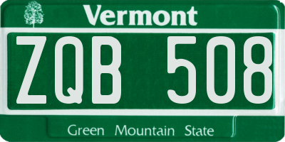 VT license plate ZQB508