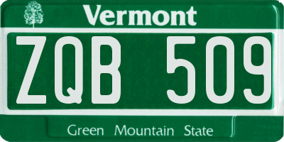 VT license plate ZQB509