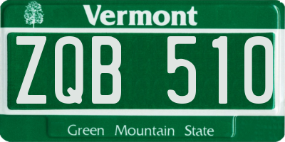 VT license plate ZQB510