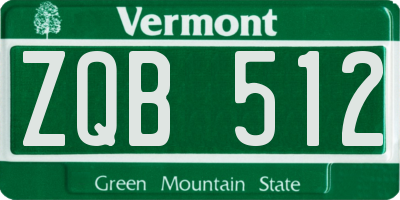 VT license plate ZQB512