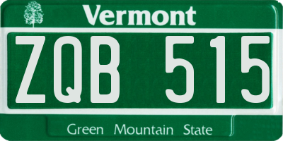 VT license plate ZQB515