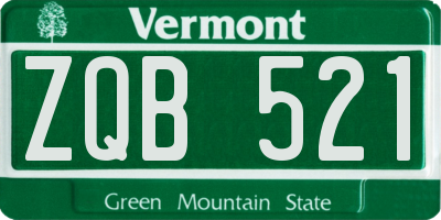 VT license plate ZQB521