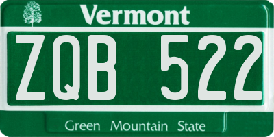VT license plate ZQB522