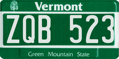 VT license plate ZQB523