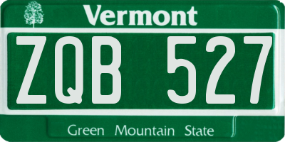 VT license plate ZQB527