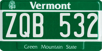 VT license plate ZQB532