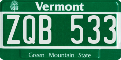VT license plate ZQB533