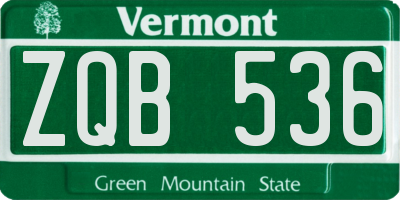 VT license plate ZQB536