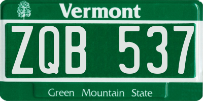 VT license plate ZQB537