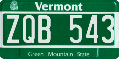 VT license plate ZQB543