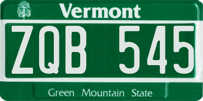 VT license plate ZQB545