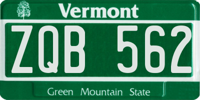 VT license plate ZQB562
