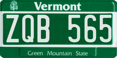 VT license plate ZQB565