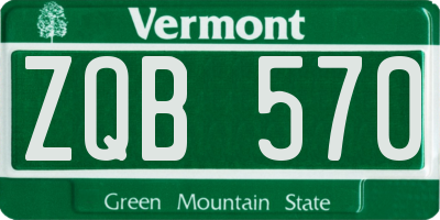 VT license plate ZQB570