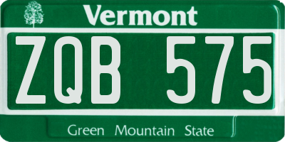 VT license plate ZQB575