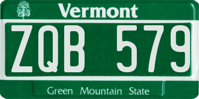 VT license plate ZQB579