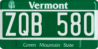 VT license plate ZQB580
