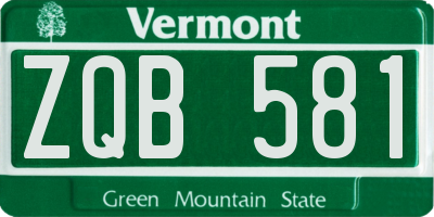 VT license plate ZQB581