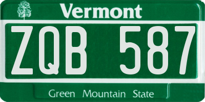 VT license plate ZQB587