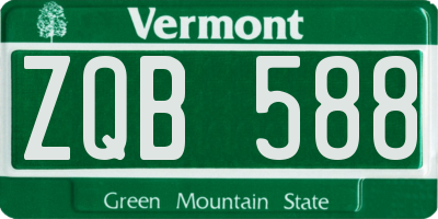 VT license plate ZQB588