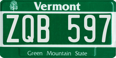 VT license plate ZQB597