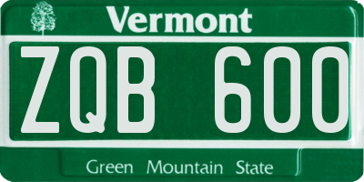 VT license plate ZQB600