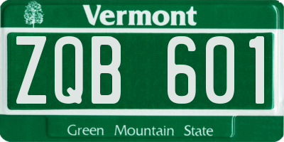 VT license plate ZQB601