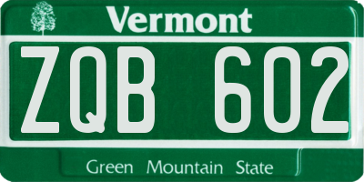 VT license plate ZQB602