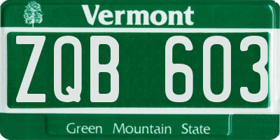 VT license plate ZQB603