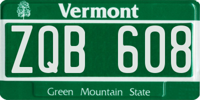 VT license plate ZQB608