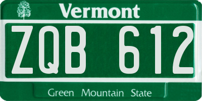 VT license plate ZQB612