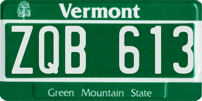 VT license plate ZQB613
