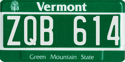 VT license plate ZQB614