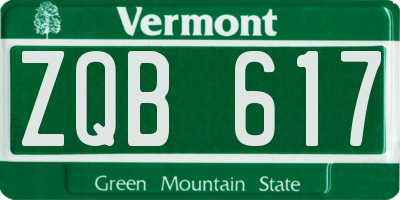 VT license plate ZQB617
