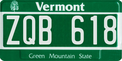VT license plate ZQB618