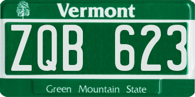 VT license plate ZQB623