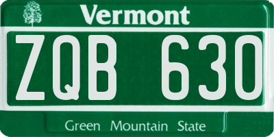 VT license plate ZQB630