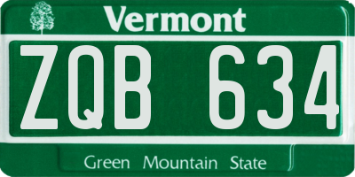 VT license plate ZQB634