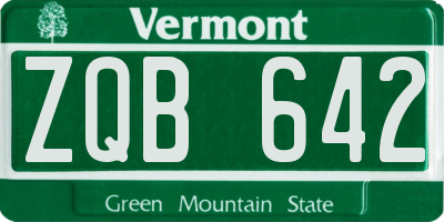 VT license plate ZQB642