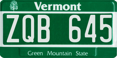 VT license plate ZQB645