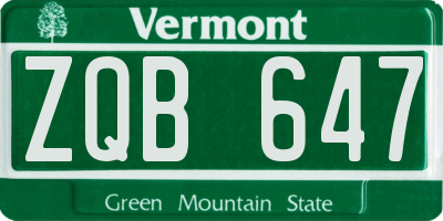 VT license plate ZQB647