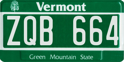 VT license plate ZQB664