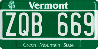 VT license plate ZQB669