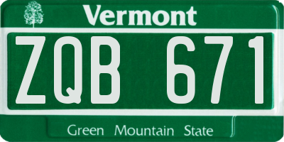 VT license plate ZQB671