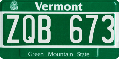 VT license plate ZQB673