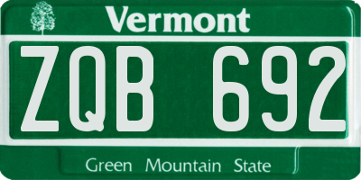 VT license plate ZQB692