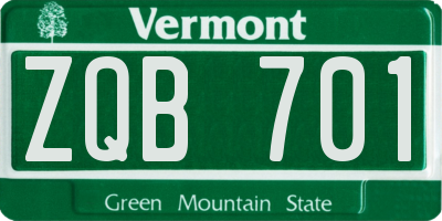 VT license plate ZQB701