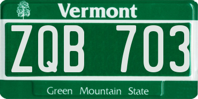 VT license plate ZQB703