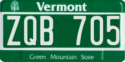 VT license plate ZQB705